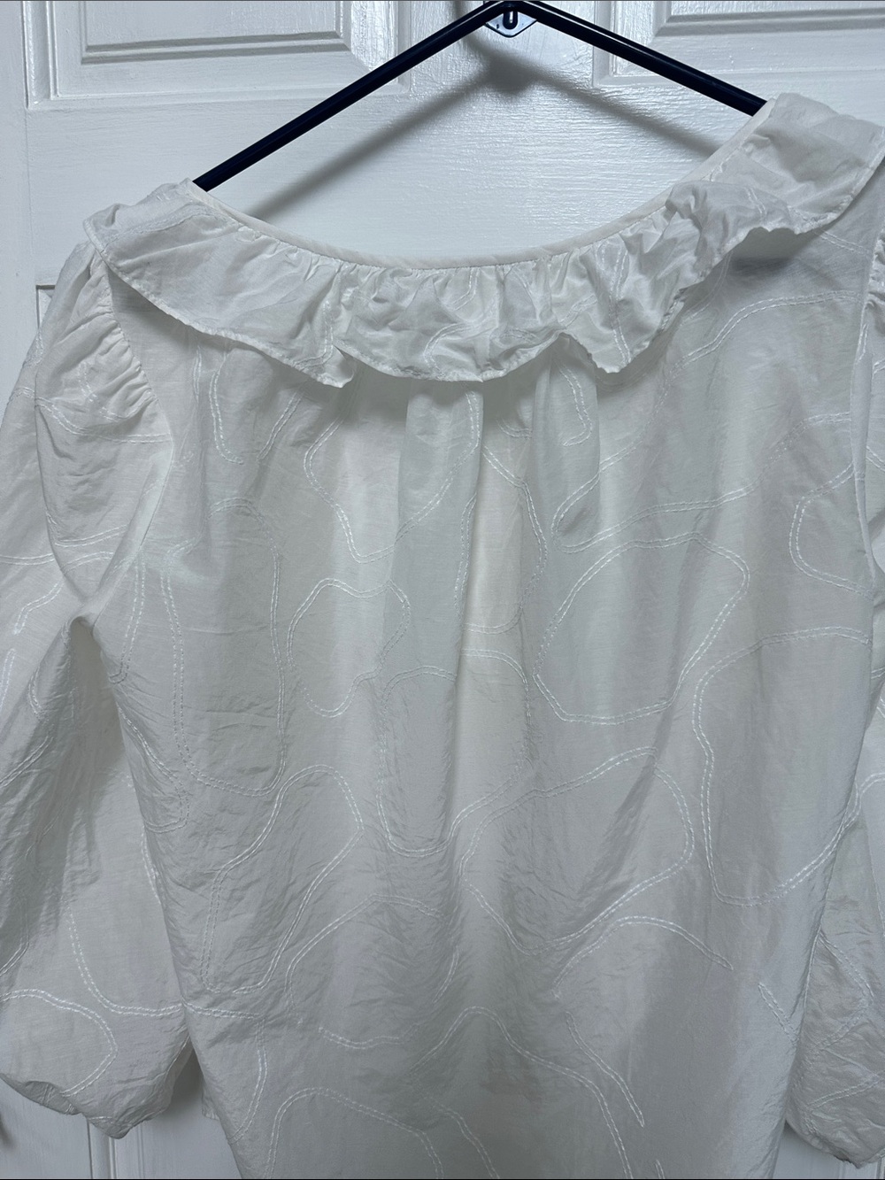 AYR White Ruffle-Neck Button Front Blouse - Picture 5 of 6